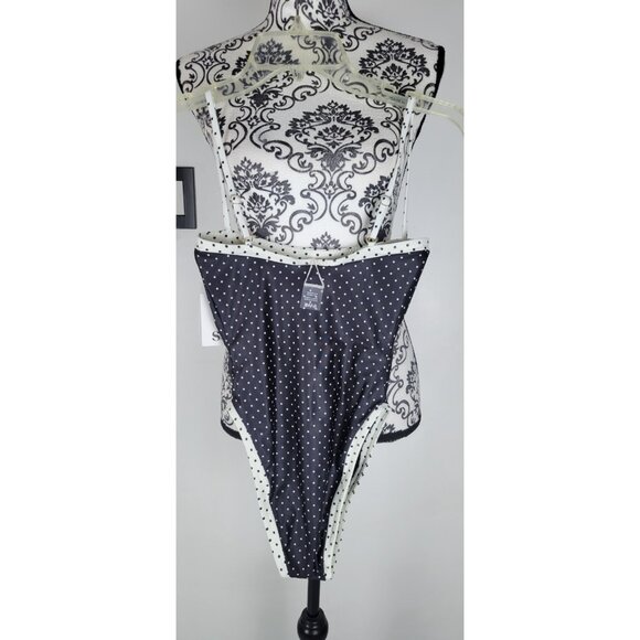 Polka Dot One Piece Swimsuit - Black and White - Picture 6 of 11